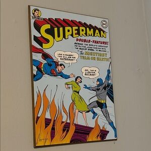 Wooden Superman and Batman Comic Decorative Wall Hanging